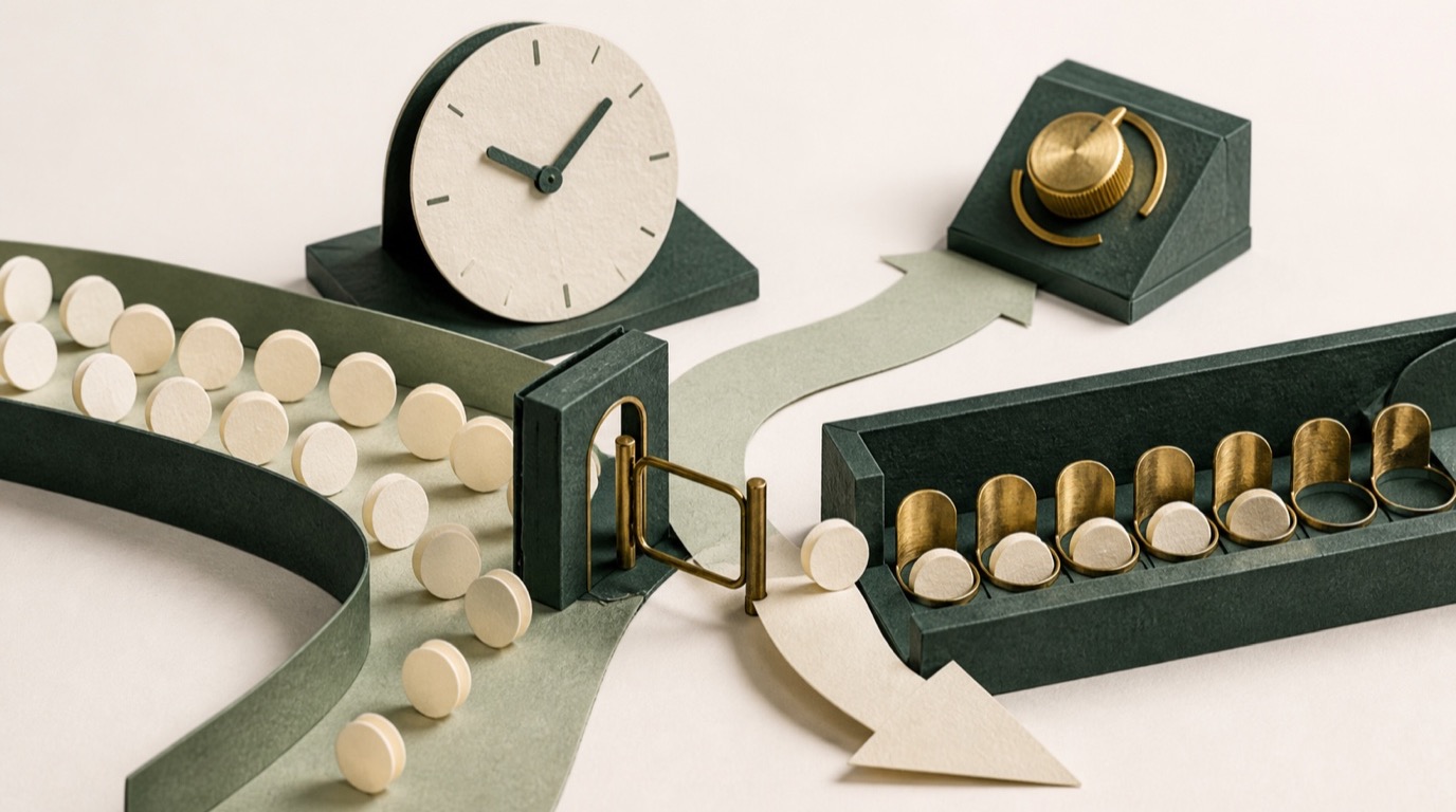 A handcrafted paper capacity tray separates price control from scarce-slot allocation across time.