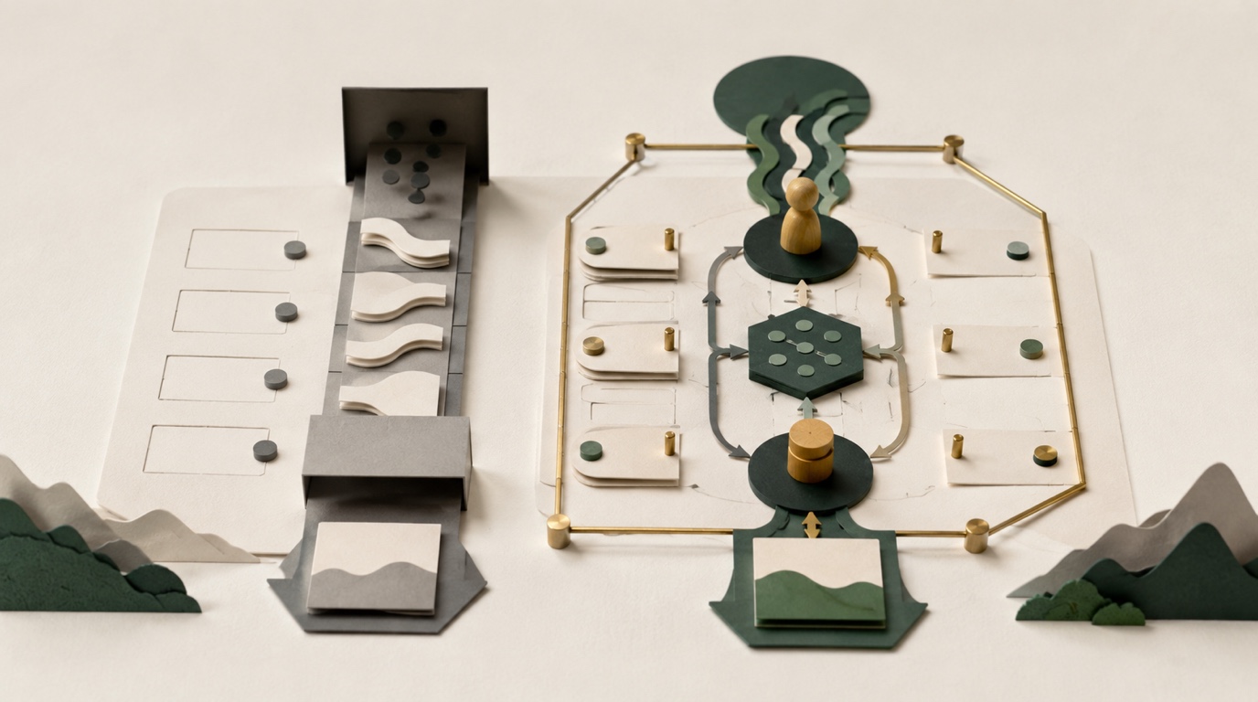 A mirror comparison maps automated and bounded human-AI forecasting controls.
